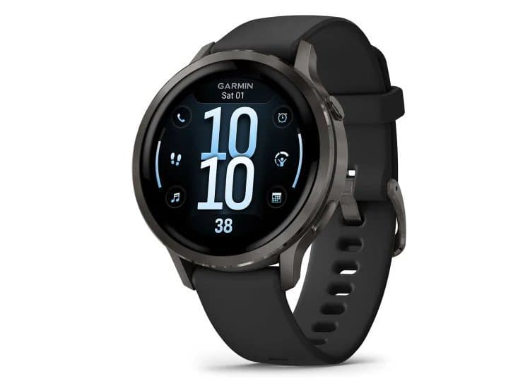 Garmin Venu 4 41mm Watch, Slate Stainless Steel Bezel With Black Silicone Band