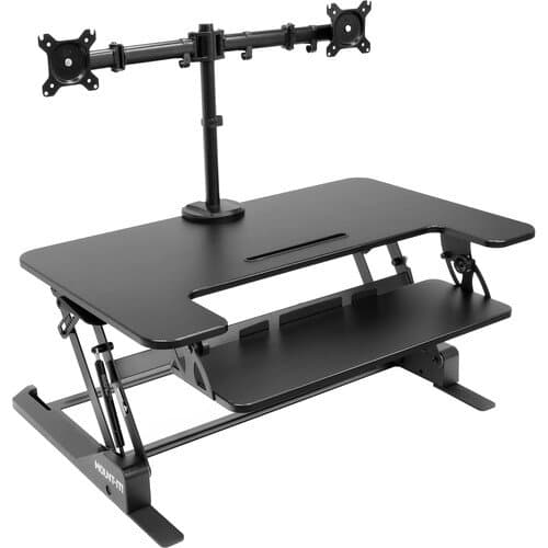 Mount-It! Sit-Stand Desk Converter with Dual Monitor Mount (Black)