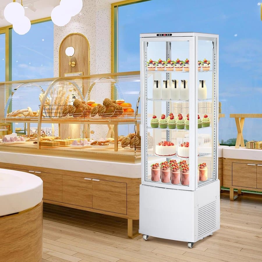 Commercial Refrigerator Display, 215L/7.6 Cu. Ft Display Refrigerator Pastry, Countertop/Floor Refrigerator, Double-Layered Glass Display Refrigerator with Wheels, Led Lights, Auto Defrost PHO_169VJB7L_36763_HMC1