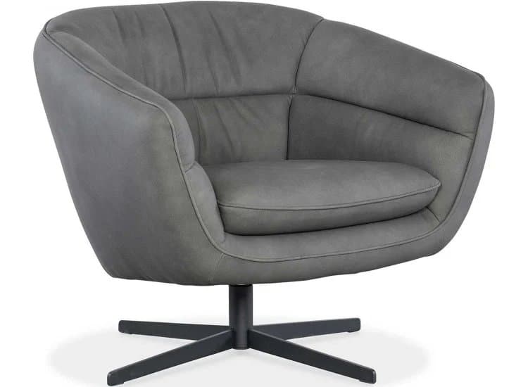 Hooker Furniture Mina Swivel Chair, Buckskin Dark Grey Leather