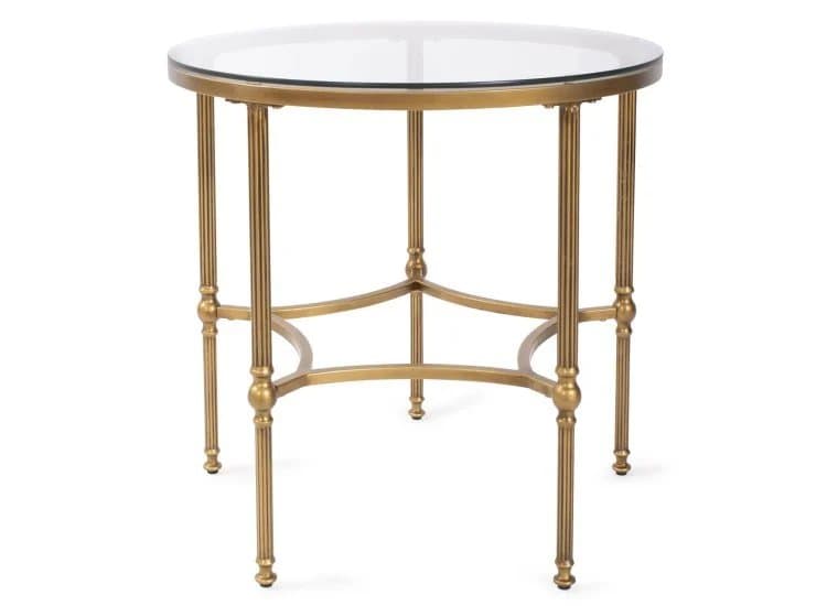 Howard Elliott Bertoia Round Side Table, Antique Gold