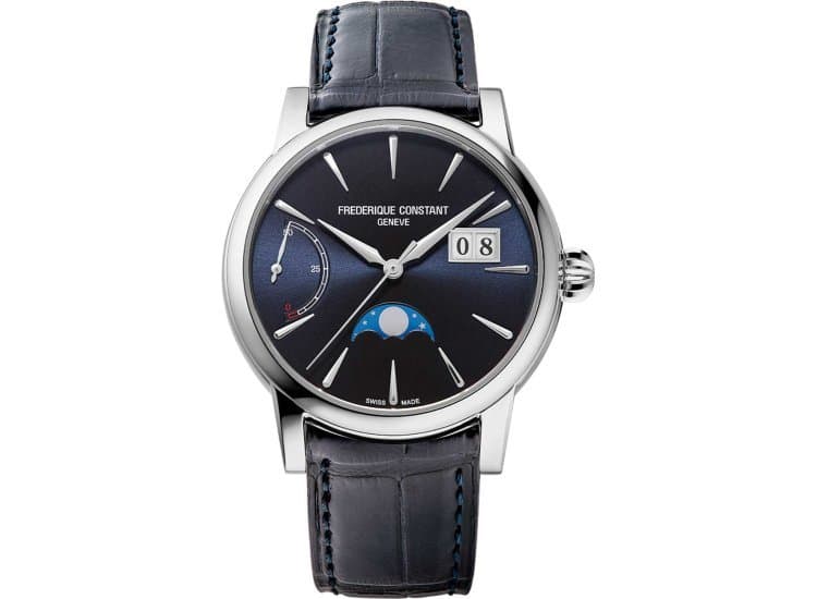 Frederique Constant Manufacture Classic Power Reserve Watch Big Date 40mm with Blue Dial