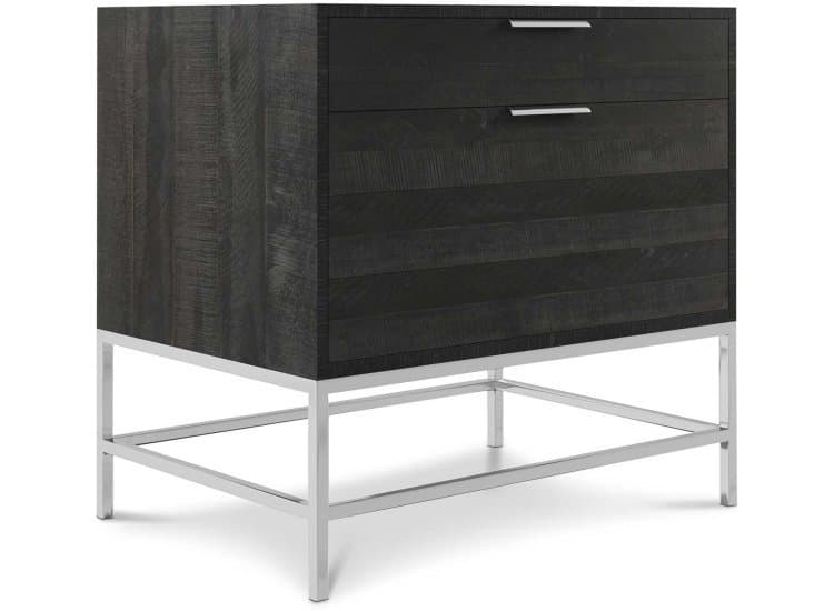 Bernhardt Coleman File Cabinet in Cinder | Brushed Silver