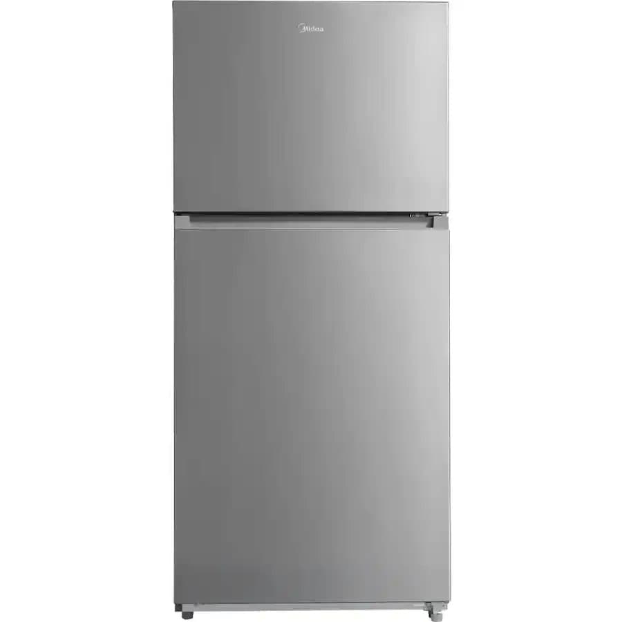 Midea Fingerprint Resistant 18.1-cu ft Standard-Depth 30-in Wide Top-Freezer Refrigerator ( Stainless Steel ) Garage Ready ENERGY STAR Certified