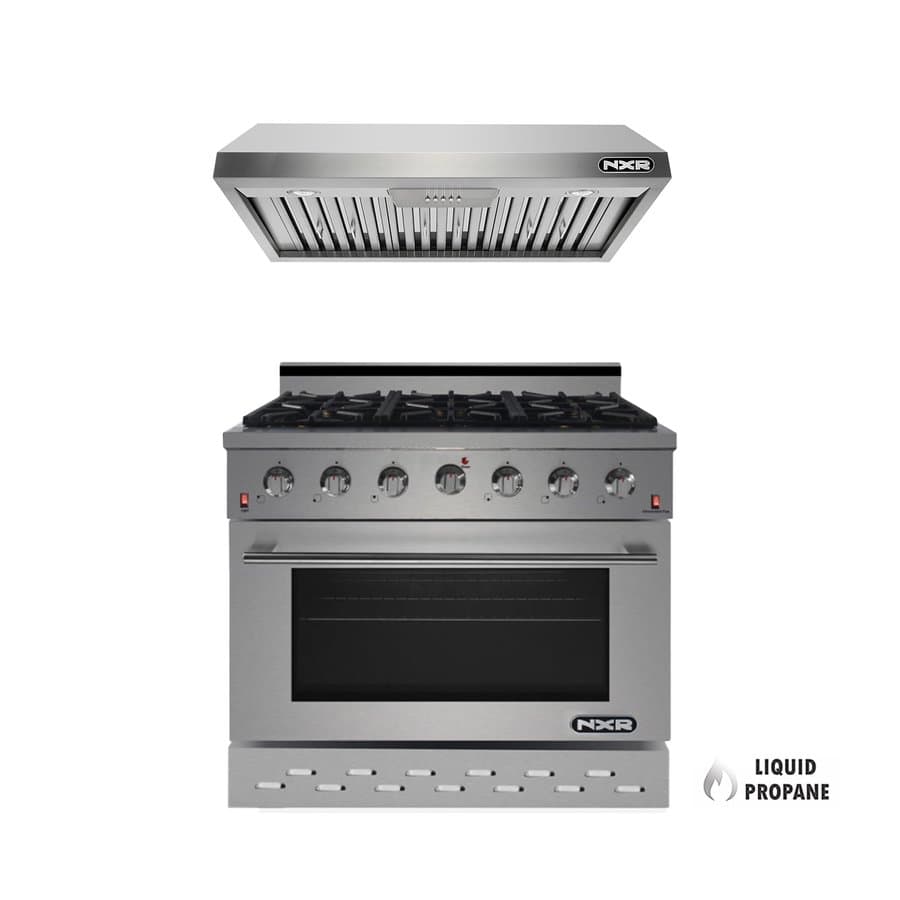 NXR SC3611LP 36" Propane Gas Range & EH3619 Under Cabinet Hood Bundle, Stainless Steel