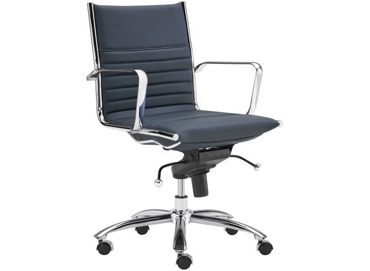 Euro Style Dirk Blue/Chrome Low Back Office Chair