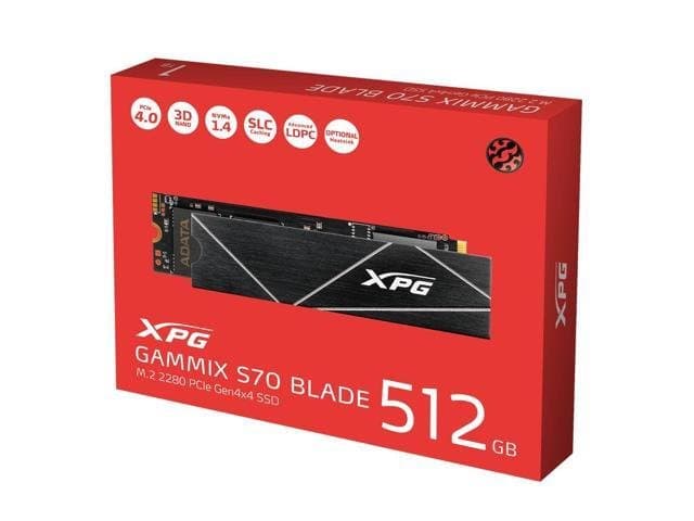 XPG GAMMIX S70 Blade M.2 2280 512GB PCI-Express 4.0 x4, NVMe 1.4 3D NAND Internal Solid State Drive (SSD) AGAMMIXS70B-512G-CS