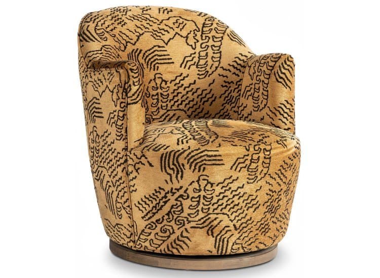 Four Hands Aurora Swivel Chair, Balkan Ochre Fabric
