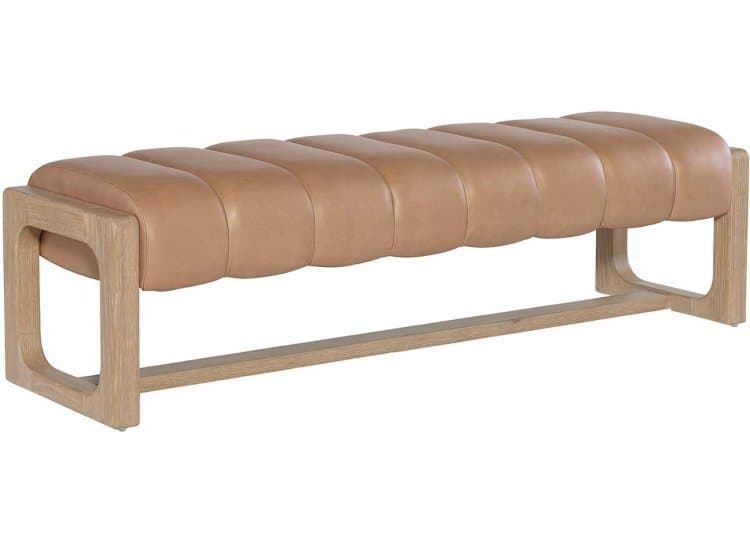 Hooker Furniture Banyon Bay Bench in Toast Leather | Desert Oak