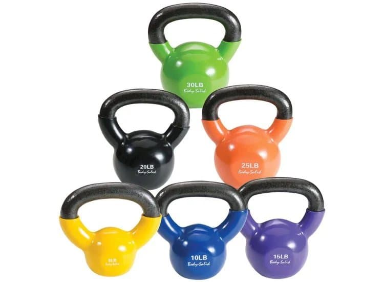 Body-Solid 5-30 lb Vinyl Dipped Kettlebell Set