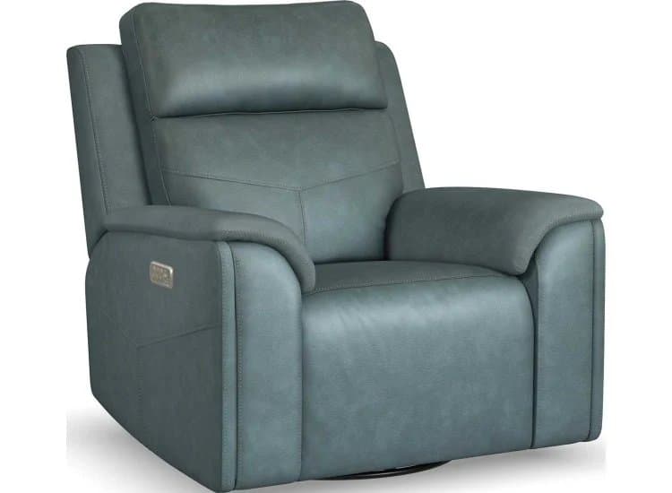 Flexsteel Vernon Power Swivel Gliding Recliner with Power Headrest, Lumbar, Heat and Massage