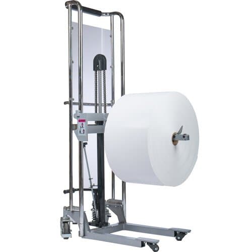 On-A-Roll Lifter Narrow Web Pole Lifter with Roller Spindle (Maximum Lift Height 63")