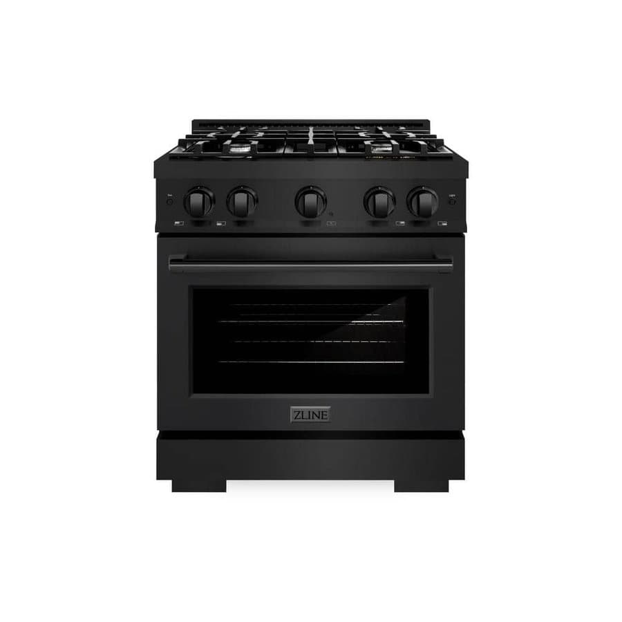 Select 30 in. 4-Burner Gas Range with Gas Convection Oven, Black Stainless Steel