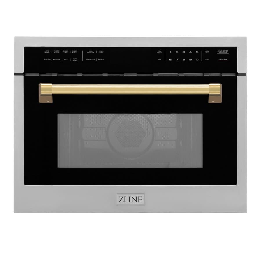ZLINE KITCHEN & BATH Autograph Edition 1.6-cu ft 1000 -Watt 23.5-in Built-In Microwave ( Stainless Steel with Polished Gold Handle )