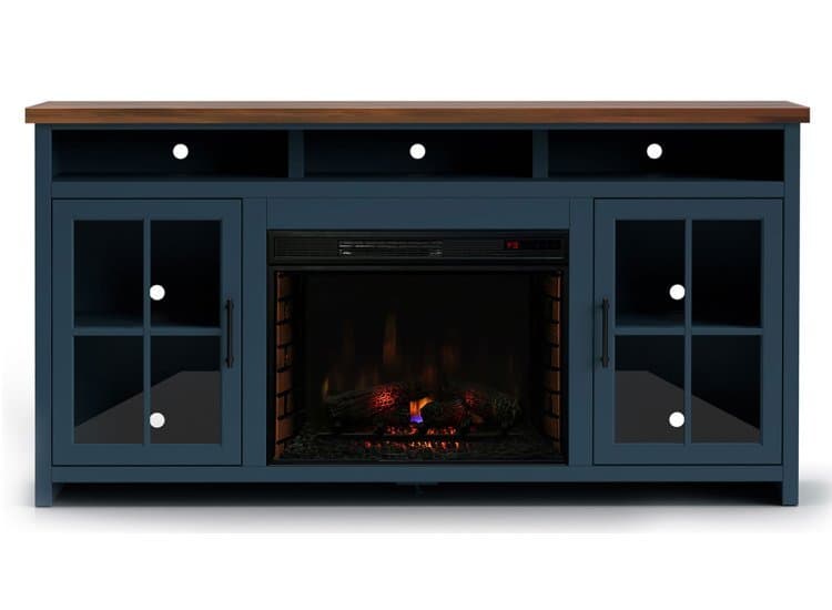 Legends Furniture Nantucket Blue Denim & Whiskey 74" Fireplace Console (GL)