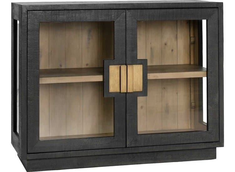 Classic Home Larson Solid Wood 2-Door Cabinet, Black