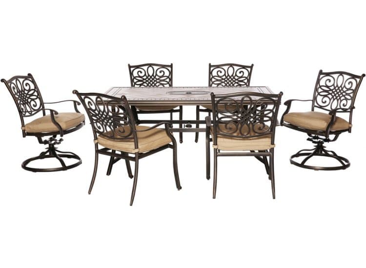 Hanover Natural Oat Monaco 7-Piece Outdoor Dining Patio Set
