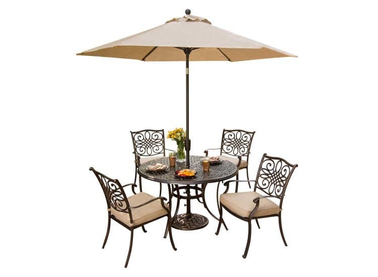Hanover Traditions 5-Piece Outdoor Dining Patio Set with Umbrella