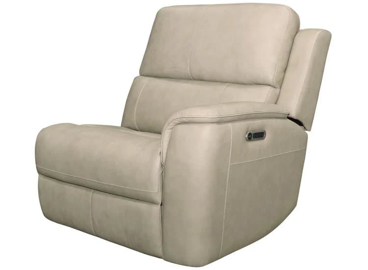 Flexsteel Henry RAF Power Recliner with Power Headrest and Lumbar, Beige Leather