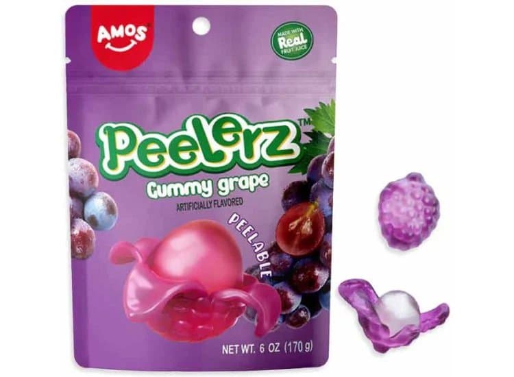 Amos Peelerz Gummies 6oz. Grape Bag