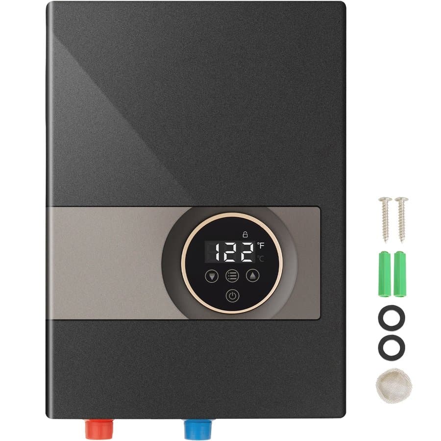 VEVOR Electric Mini-tank Water Heater 8-Gallon Tank, 1440w Hot Water Boiler Storage, Safety Temperature Pressure Valve Easy Install, For Kichen Bathroom Restaurant, Shelf Wall Floor Mounted