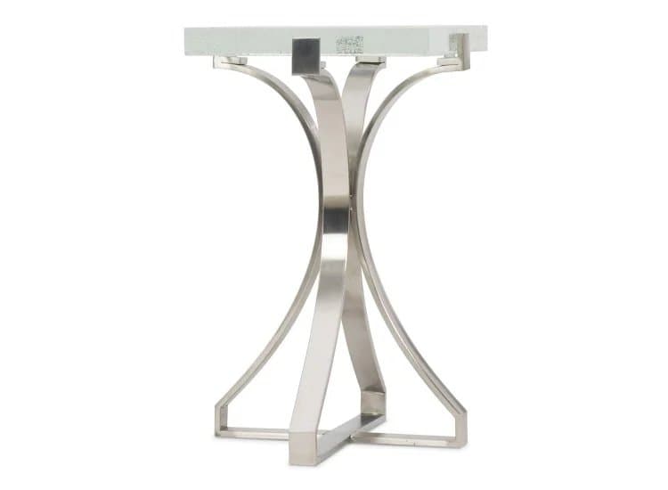 Hooker Furniture Living Room Bubble Glass Accent Table, Chrome