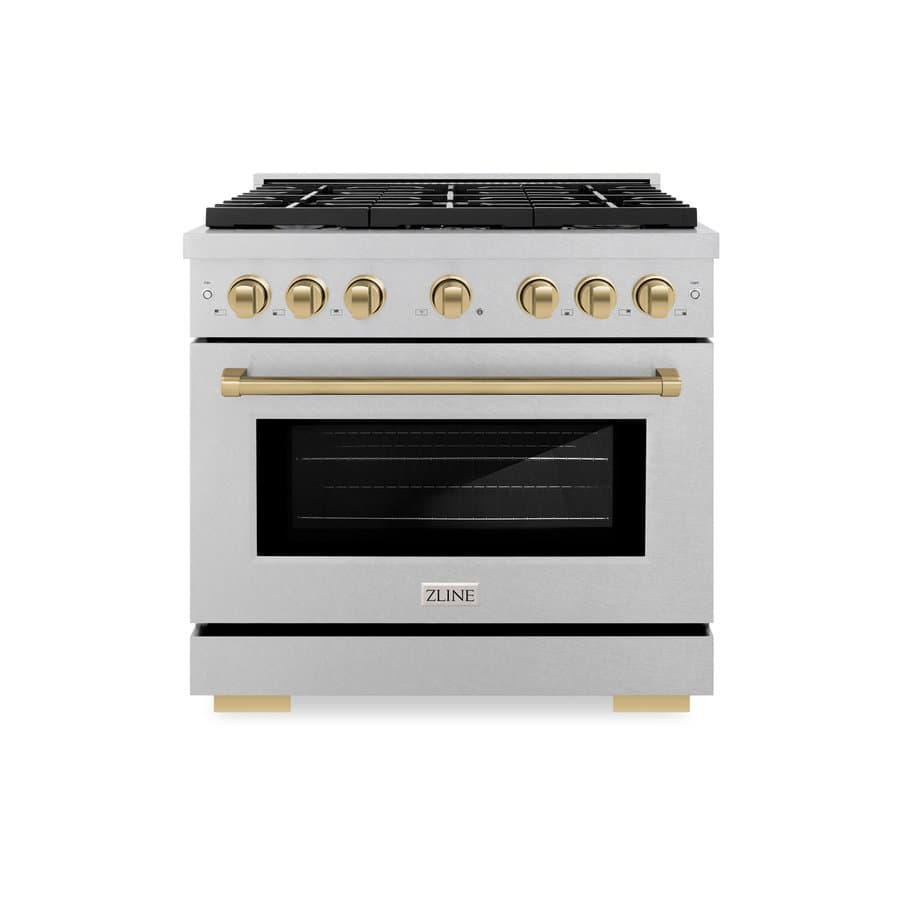 ZLINE KITCHEN & BATH Classic 36-in 6 burners 5.2-cu ft Convection Oven Freestanding Natural Gas Range ( Stainless Steel, White Matte Door )