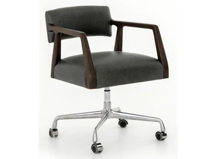Four Hands Tyler Desk Chair, Chaps Ebony Leather