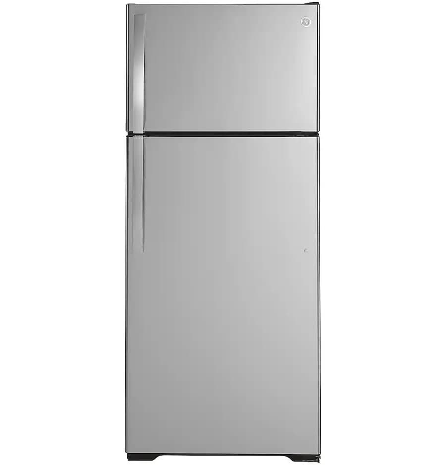 GE 17.5 Cu. Ft. Top Freezer Refrigerator 28-Inch Wide in Fingerprint Resistant Stainless Steel - GTS18HYNRFS