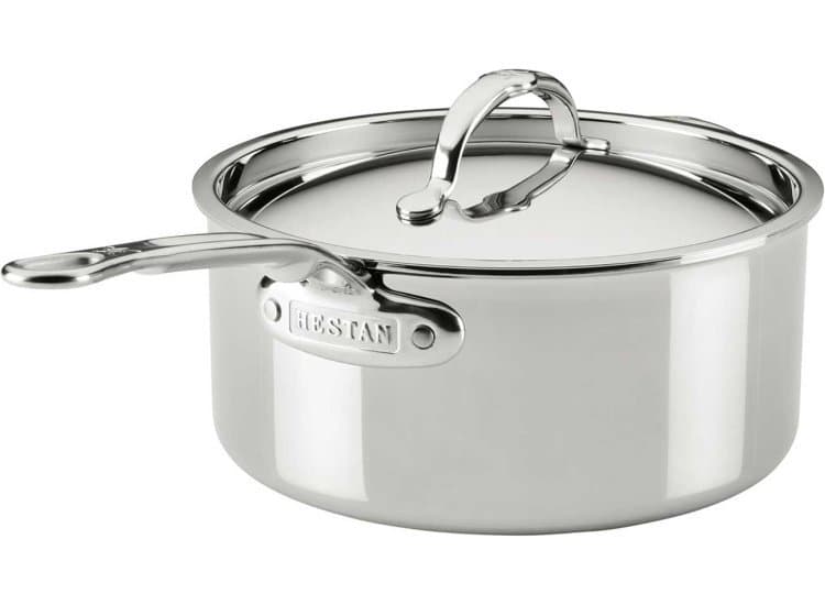 Hestan ProBond Luxe 4 Qt. Saucepan with Lid, Polished Clad Stainless Steel