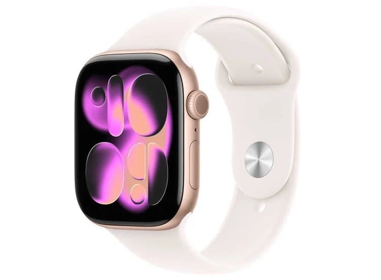 Apple Watch Series 11 GPS 46mm Rose Gold Aluminum Case with S/M Light Blush Sport Band