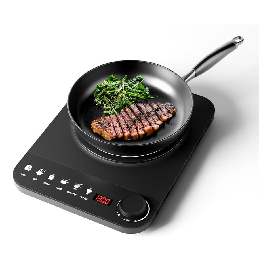 MOOSUM Induction Cooktop Portable, 1300W Electric Stove with 5 Cooking Modes-Easy to Use & Fast Heating, Induction Hot Plate with LCD Sensor Touch MO-ICB01US