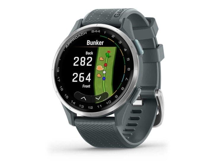 Garmin Approach S44 43mm Golf Smartwatch, Silver Aluminum with Twilight Silicone Band