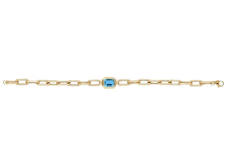 Goshwara Manhattan Chain Link Bracelet with Blue Topaz