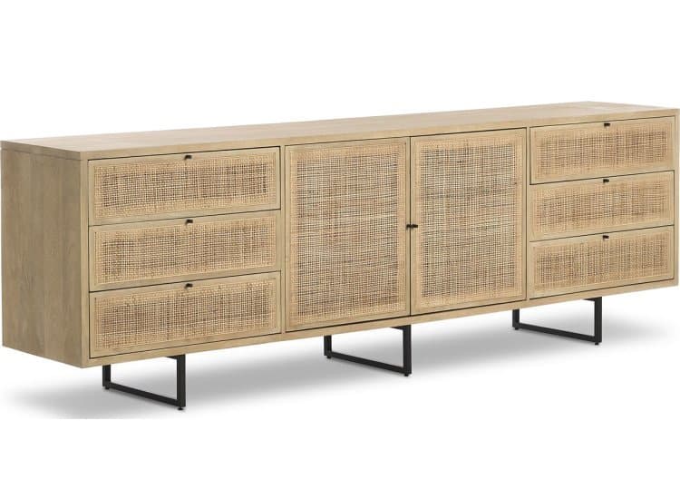 Four Hands Carmel Sideboard 96", Natural Cane
