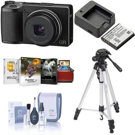 Ricoh GR IIIx Compact Digital Camera, Bundle with Extra Battery & Charger, Tripod, Mac Software Suite, Includes Cleaning Accessories