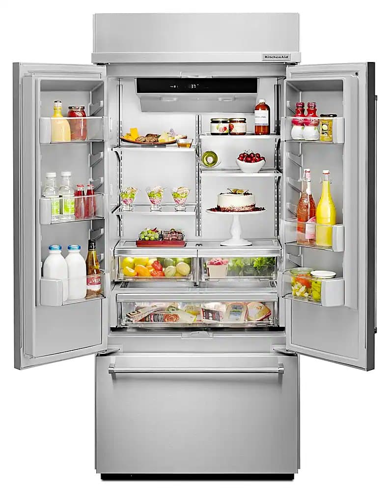 KitchenAid 20.8 Cu. Ft. Built-In French Door Refrigerator 36-Inch Wide in Stainless Steel - KBFN506ESS