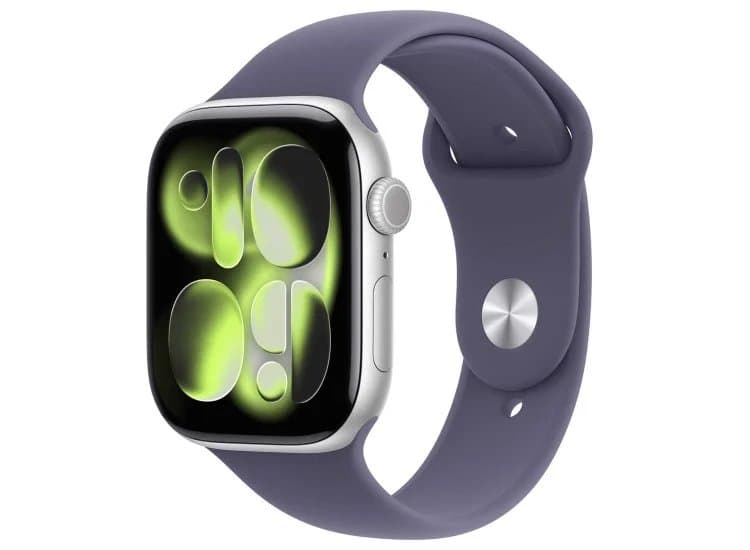 Apple Watch Series 11 GPS 46mm Silver Aluminum Case with S/M Purple Fog Sport Band