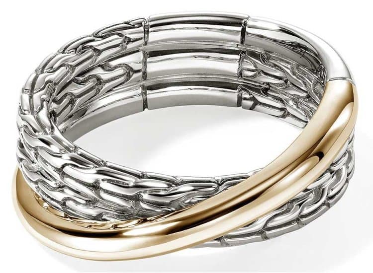 John Hardy JH Essential Crossover Ring-Size 7-in Gold and Sterling Silver