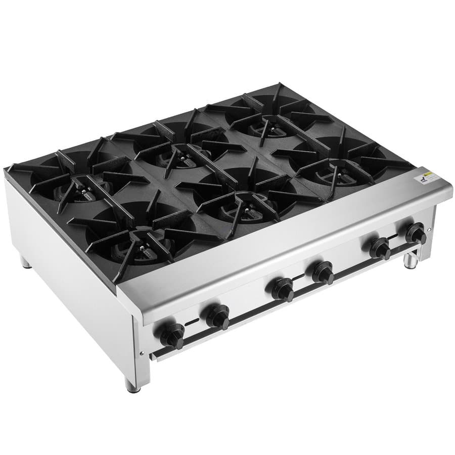Commercial Gas Range Stove 6 Burners Countertop Cooking Hot Plate Kitchen