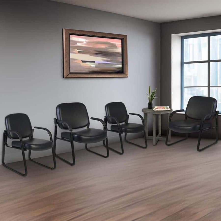 Vinyl Reception Chair, Black with Nonadjustable Arms