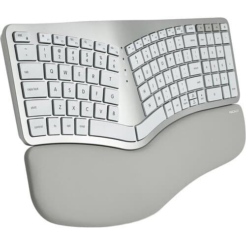 Macally Wireless Ergonomic Keyboard with Wrist Rest for Mac (Aluminum)