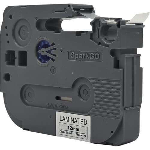 SparkGO Tape for SP-H55 Label Maker (Black on Clear, 0.47" x 26', Nonlaminated)