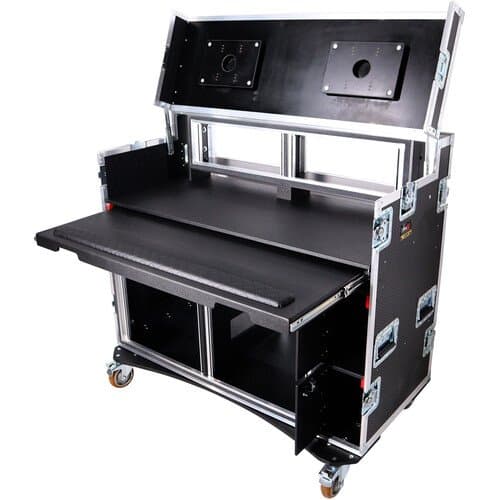 ProX Workstation Case for Broadcast Video Streaming with 2 x 12 and 2 x 4 RU Spaceracks (Aluminum-Colored Hardware)