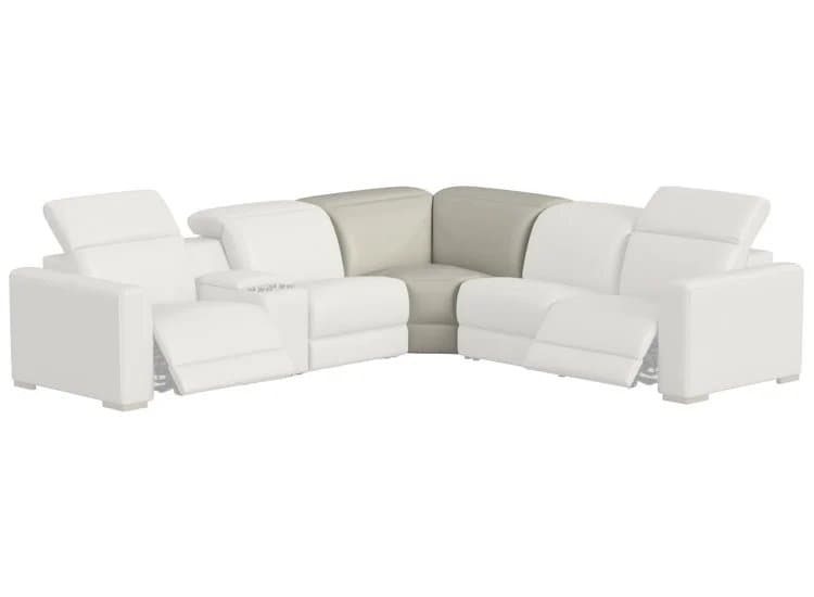 Flexsteel Aurora Full Wedge with Power Headrests, Coconut Milk Leather Finish