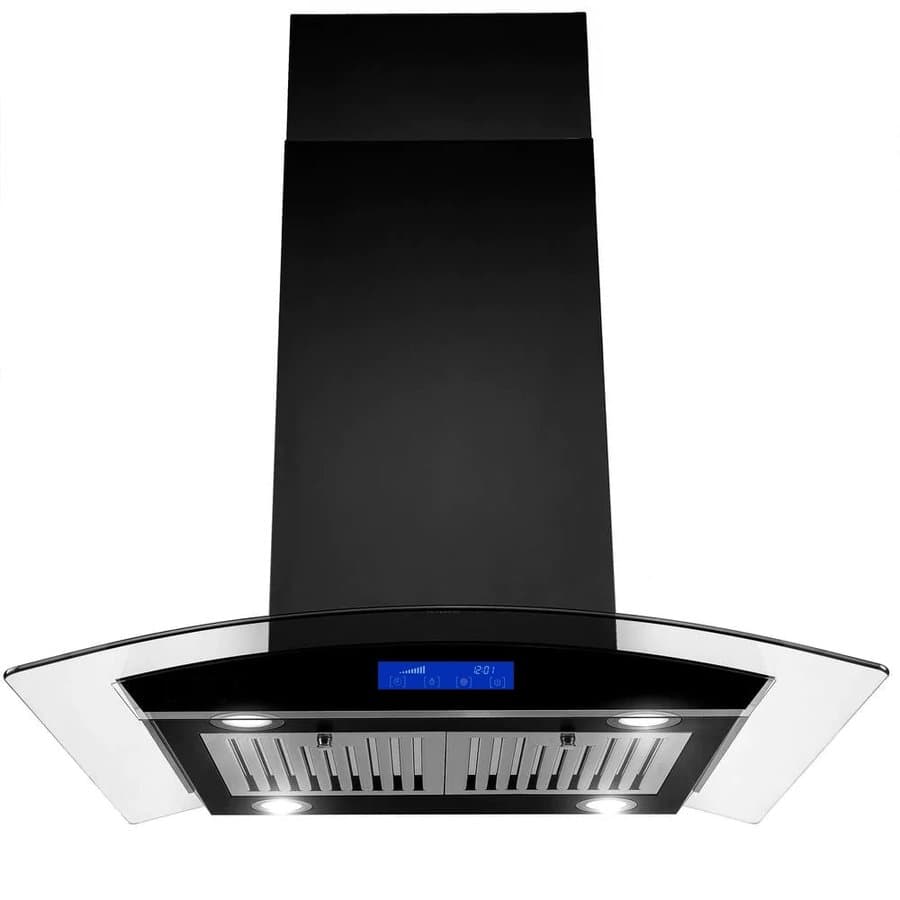 Damerin 30 inch Ducted 900-CFM Black Smart Compatible Island Range Hood