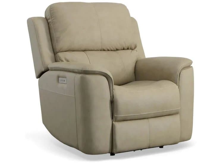 Flexsteel Henry Leather Power Recliner With Power Headrest & Lumbar