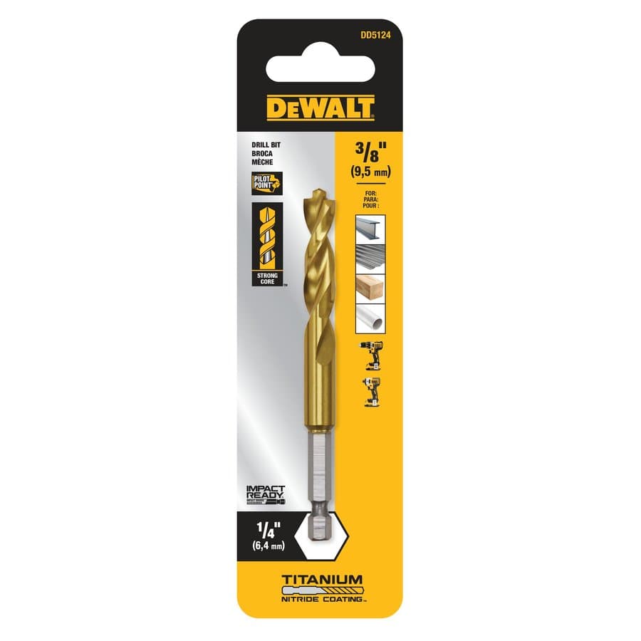DEWALT x 6-in Titanium nitride coated HSS Jobber length Twist Drill Bit