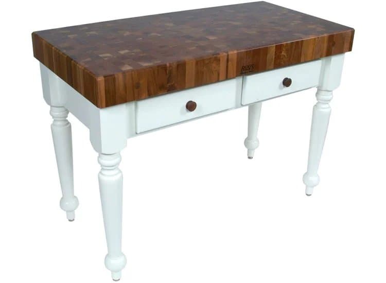 John Boos & Co. Rustica Walnut Top & Alabaster Base Island