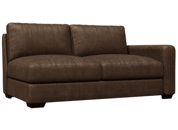 Bernhardt Right Arm Loveseat Dawkins, Brown Leather Finish